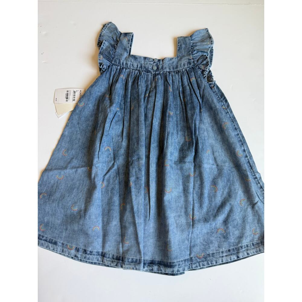 NWT Tucker + Tate Girls 4 Blue Rainbow Chambray Flutter Sleeve Dress - Picture 11 of 12